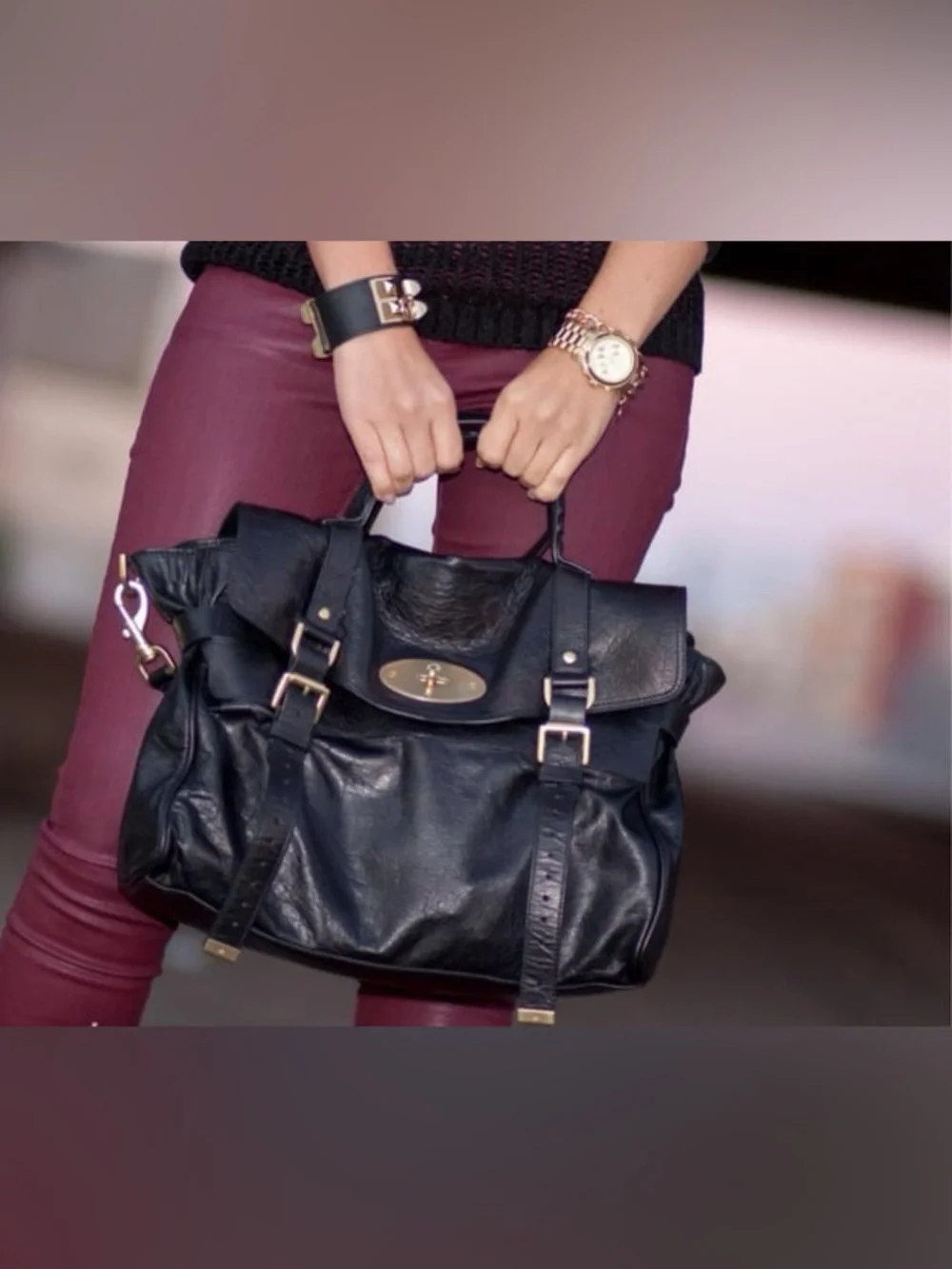Mulberry Bag Alexa Shoulder Bag Black Oversized Tote